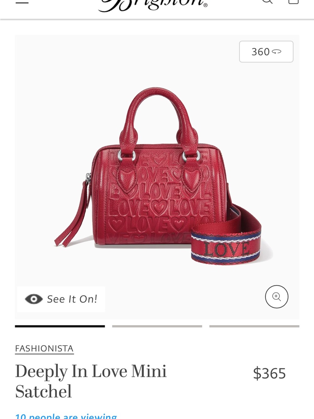 Brighton Red Deeply In Love Mini Satchel with LOVE Strap